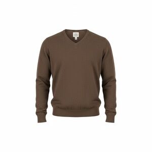 St. John's Bay Chocolate Brown V-Neck Cotton/Cashmere Sweater Men’s XL